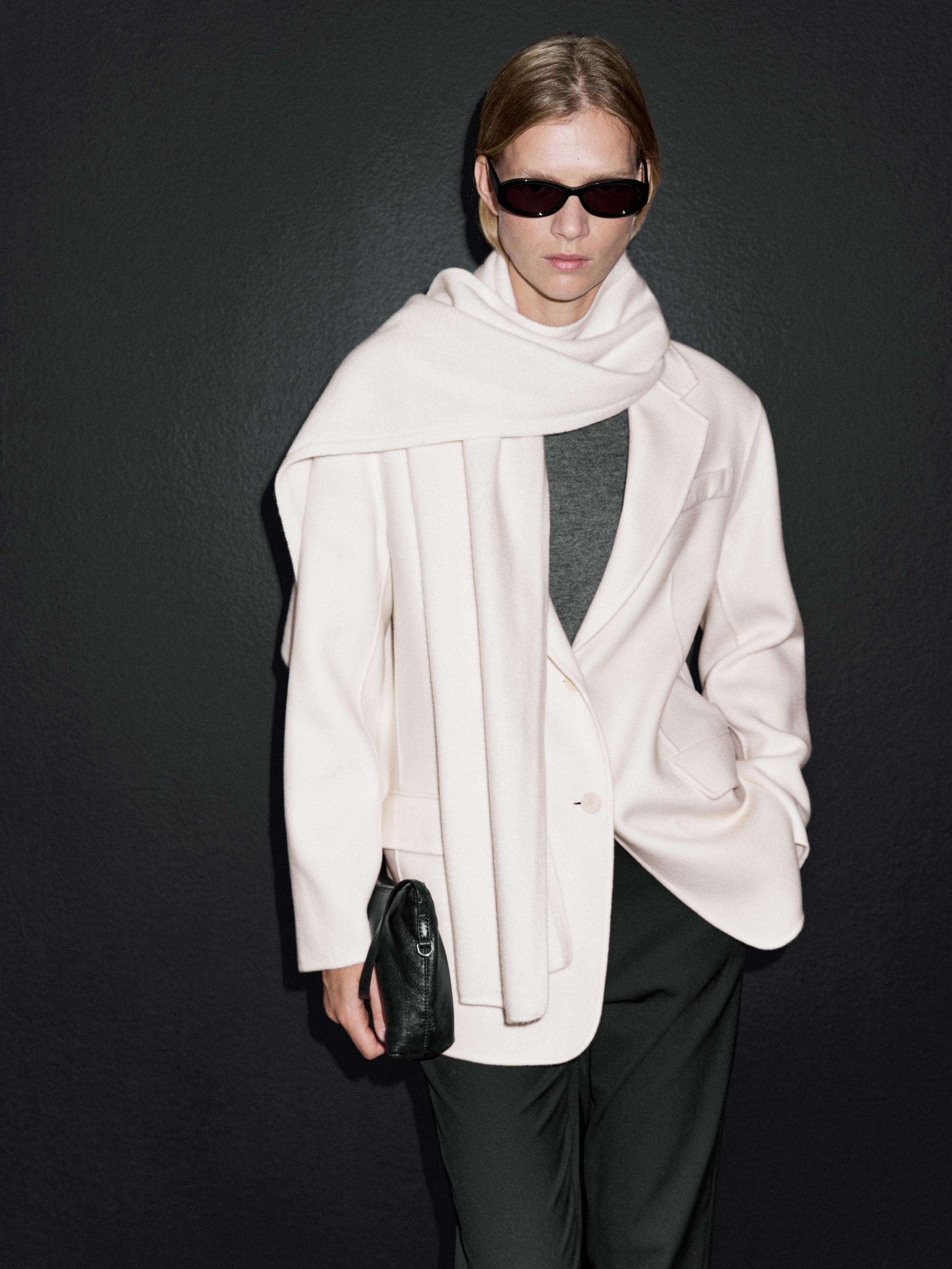 Blazer avec écharpe en laine mélangée